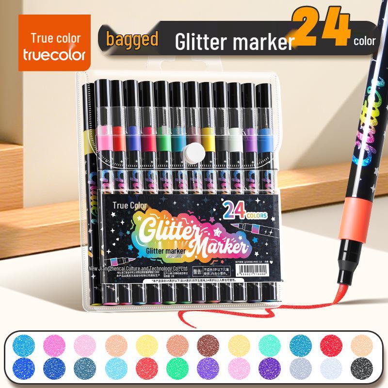 Echter Farbe Glitzer Filzstift für Grundschule & Kindergarten Kunst – Wasserbasierter Glanz.