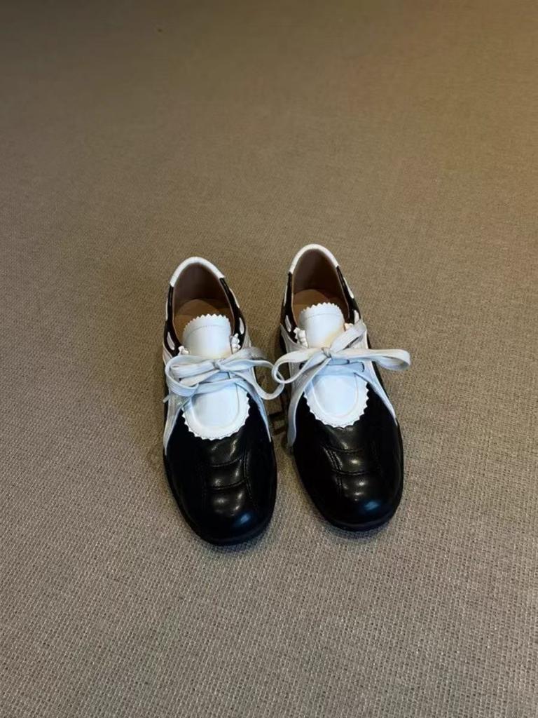 New platform sports style Mary Jane shoes color matching casual shoes women's round head versatile retro foreign style lace-up German training shoes