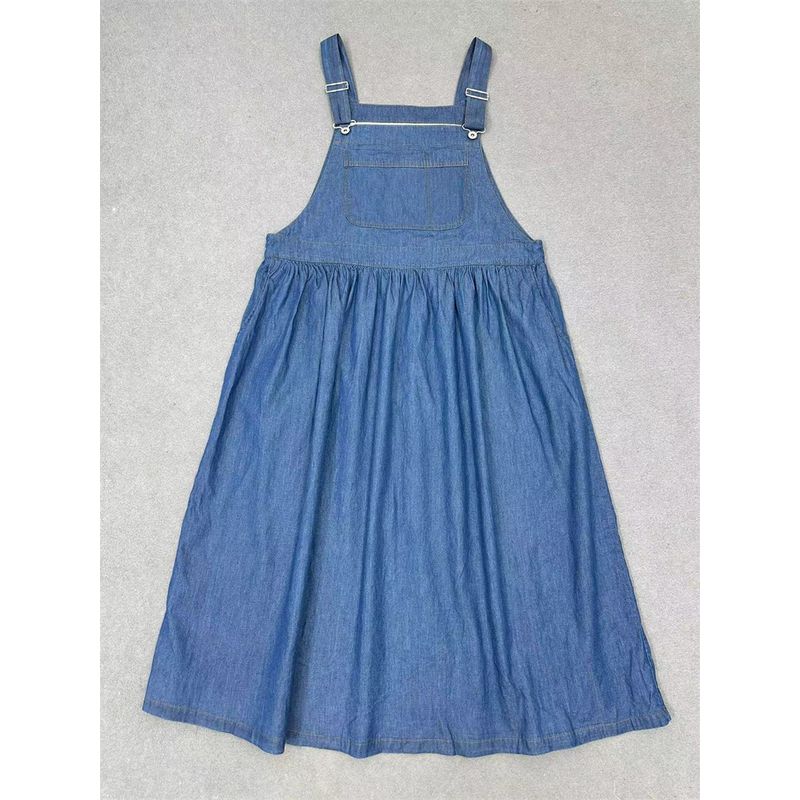 

Японский заказ Летний Джинсовый сарафан из чистого хлопка Light Blue One size(Waist 100)