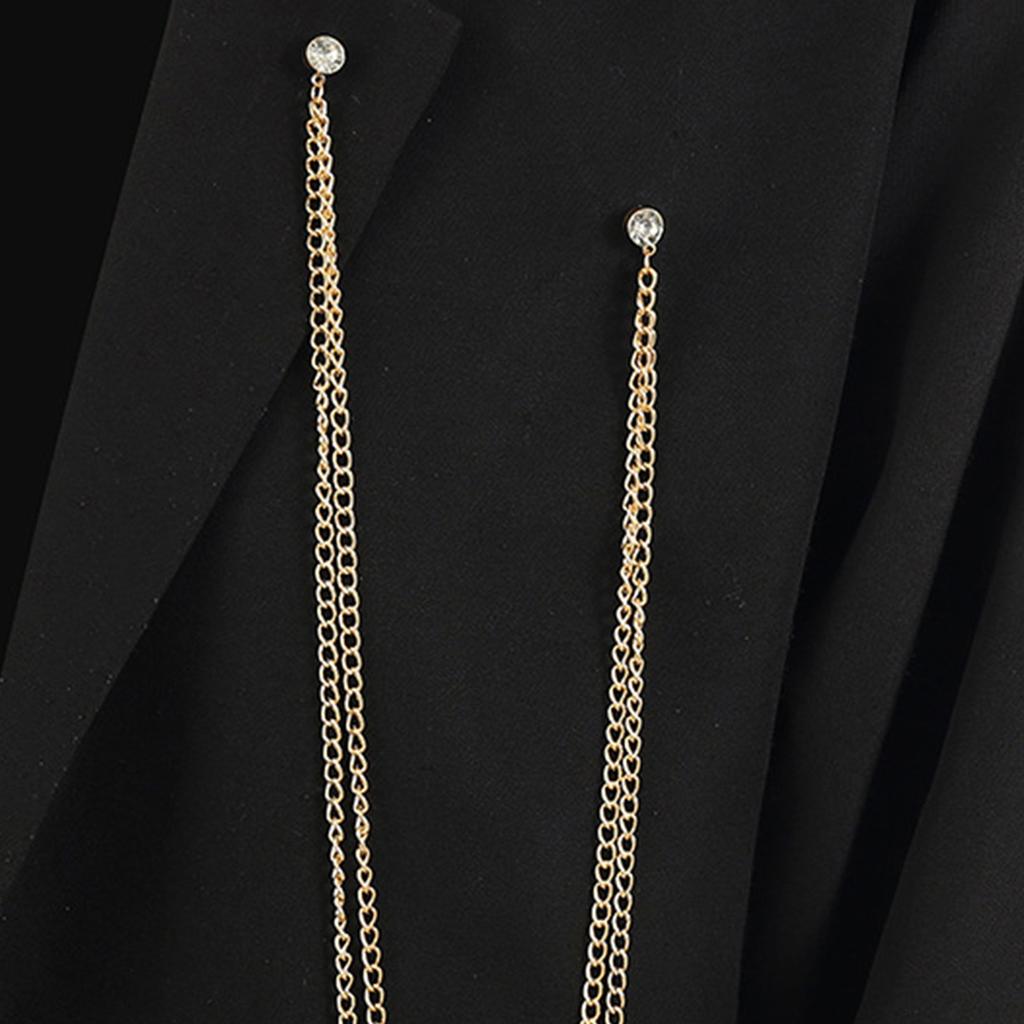 Men Brooch Long Chain - High-end Fine Workmanship, Match Clothes, Luxury Polished Coat Collar Pin