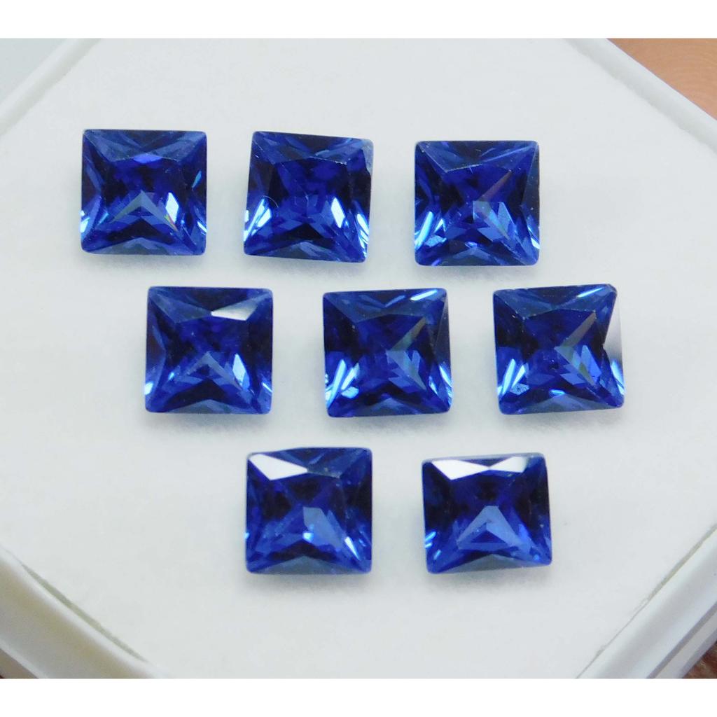 Blue Sapphire CERTIFIED Square Cut Ring Size 8 PCS Natural Loose Gemstone Lot MULTTIQ133
