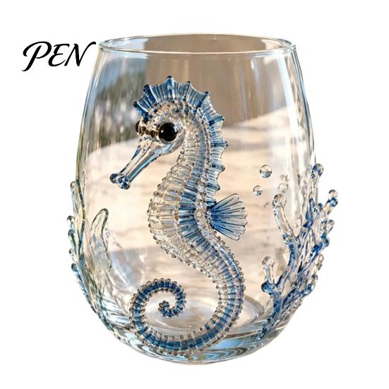 Elegante Bicchiere Acqua Oceano con Bordo Dorato 12oz Polpo, Design in Rilievo, Stile Marino Dipinto a Mano Sofisticata Bicchiereria Costiera per Bere per Amanti