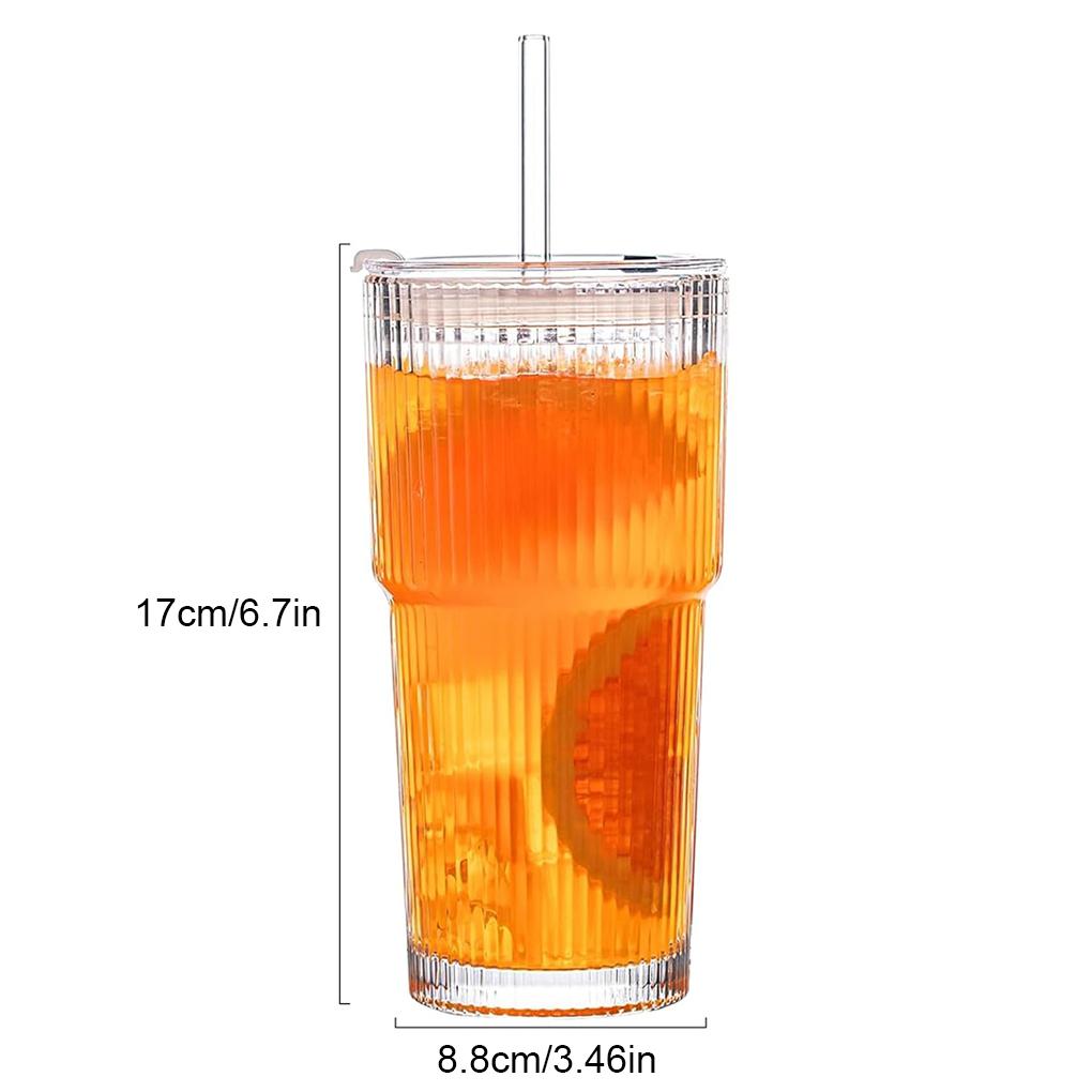 Sturdy And Durable Glass Iced Coffee Cup With Leak-proof Lid And Wide Mouth Opening When Feel Tired