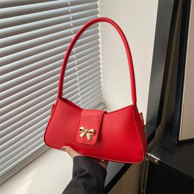 New Fashion Underarm Bag For Women Solid Versatile Trendy Bow Square One Shoulder Bags Ladies Texture Commuting Handbag