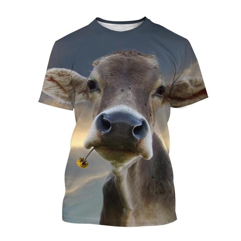 

Смешная корова животное 3D принт популярная уличная Харадзюку с короткими рукавами оверсайз мужская детская 100