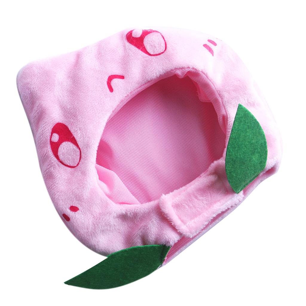 Katzenkostüm Hut Verstellbar Weich Waschbar Niedlich Fruchtform Plüsch Katzenkopfbedeckung für Täglich Festival Party Rosa