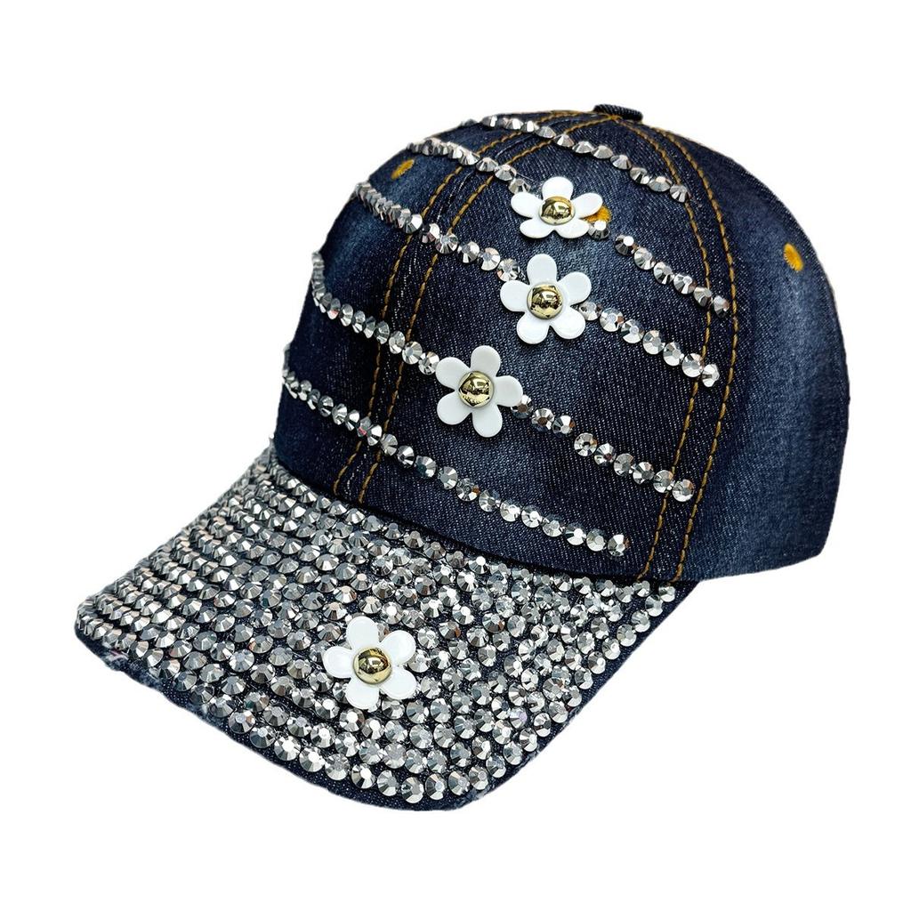 Neue Strass-Blumenkappe Damenmode Sonnenschutz Baseballkappe Frühling und Sommer Outdoor Sonnenschutz Denim-Hut
