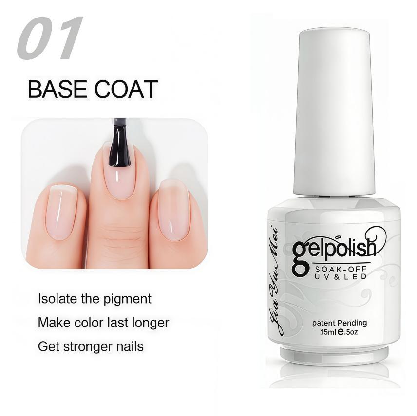 Koudan Long-lasting Gel Nail Polish Set - Firm Base & Top Coat