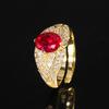 Bijou Fond Cuivre Plaqué Or Corindon de Simulation Tempérament Forme d'Œuf Bague Dorée Femme 7 * 9