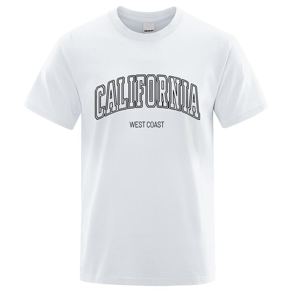 California West Coast Street Letter Tops Men Hip Hop Crewneck Tee Clothes T Shirt Summer Breathable T-Shirt Street