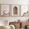 3 piezas/set Ayatul Kursi Escritura Islámica del Corán Arquitectura de Arco Impresión en Lienzo Musulmán Caligrafía Árabe Póster para Decoración del Hogar