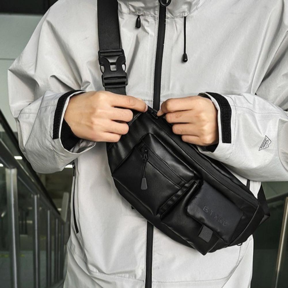 Solid Color Men Chest Bag Lightweight Fanny Phone Pack Simple Sports Phone Bag Men