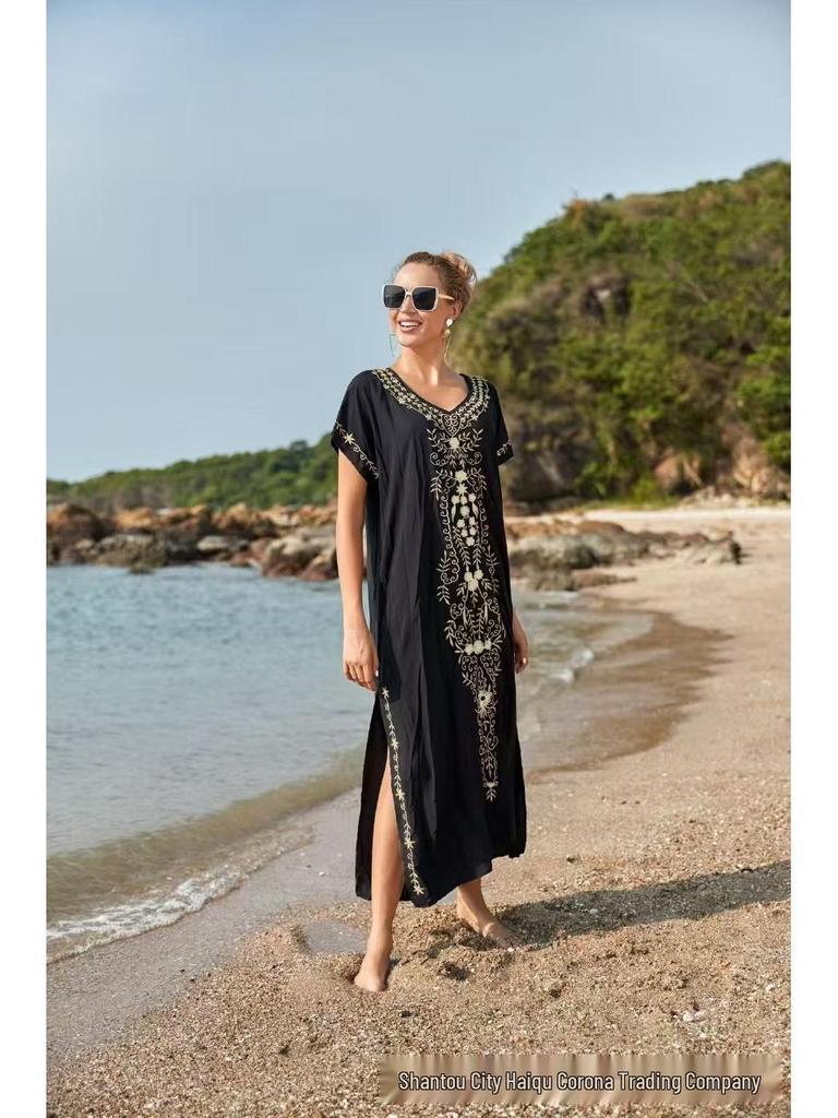 Embroidered Beach Cover-Up for Sun Protection and Style In Seaside Vacations
