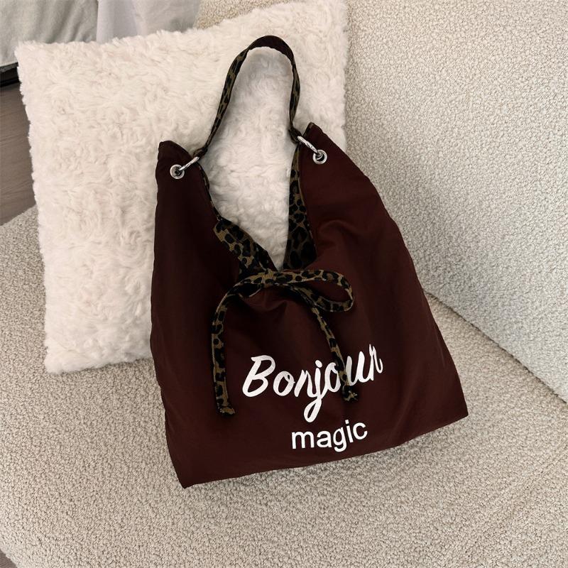 2 Niche Leopard Print Large Capacity Double-sided Canvas Commuter Tote Bag Handbag Shoulder Underarm Bag Women's Bag