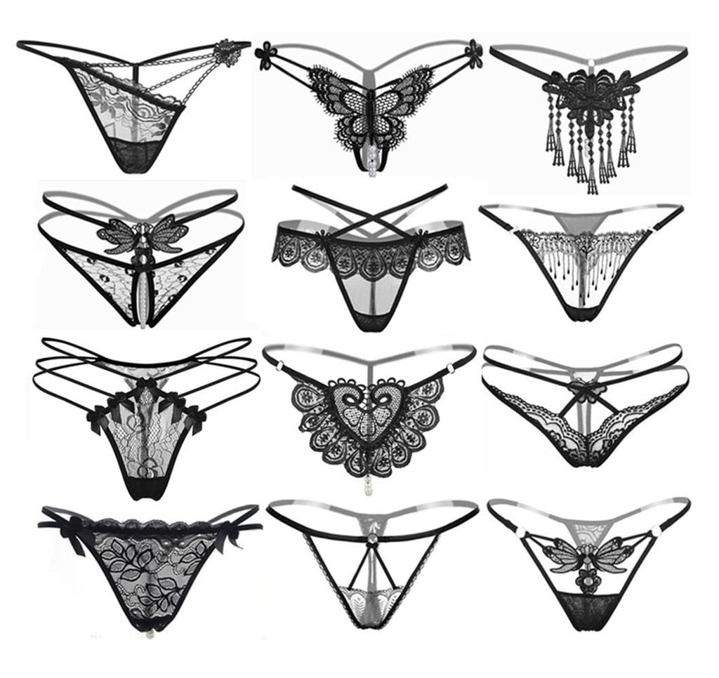 Sexy Underwear for Extreme Revealing Lace Underwear Pieces [BAOQISHAN] Women, T-back Pants, Lingerie, Perforated, See-through, Panties, Women's, Cute,