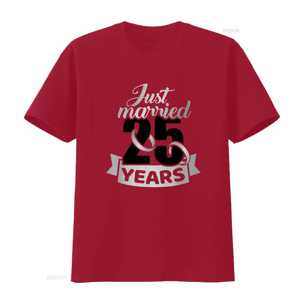 Celebrate 25 Years of Marriage with Our Just Married 25th Wedding Anniversary T Shirt vintage Washed Slightly Stretched