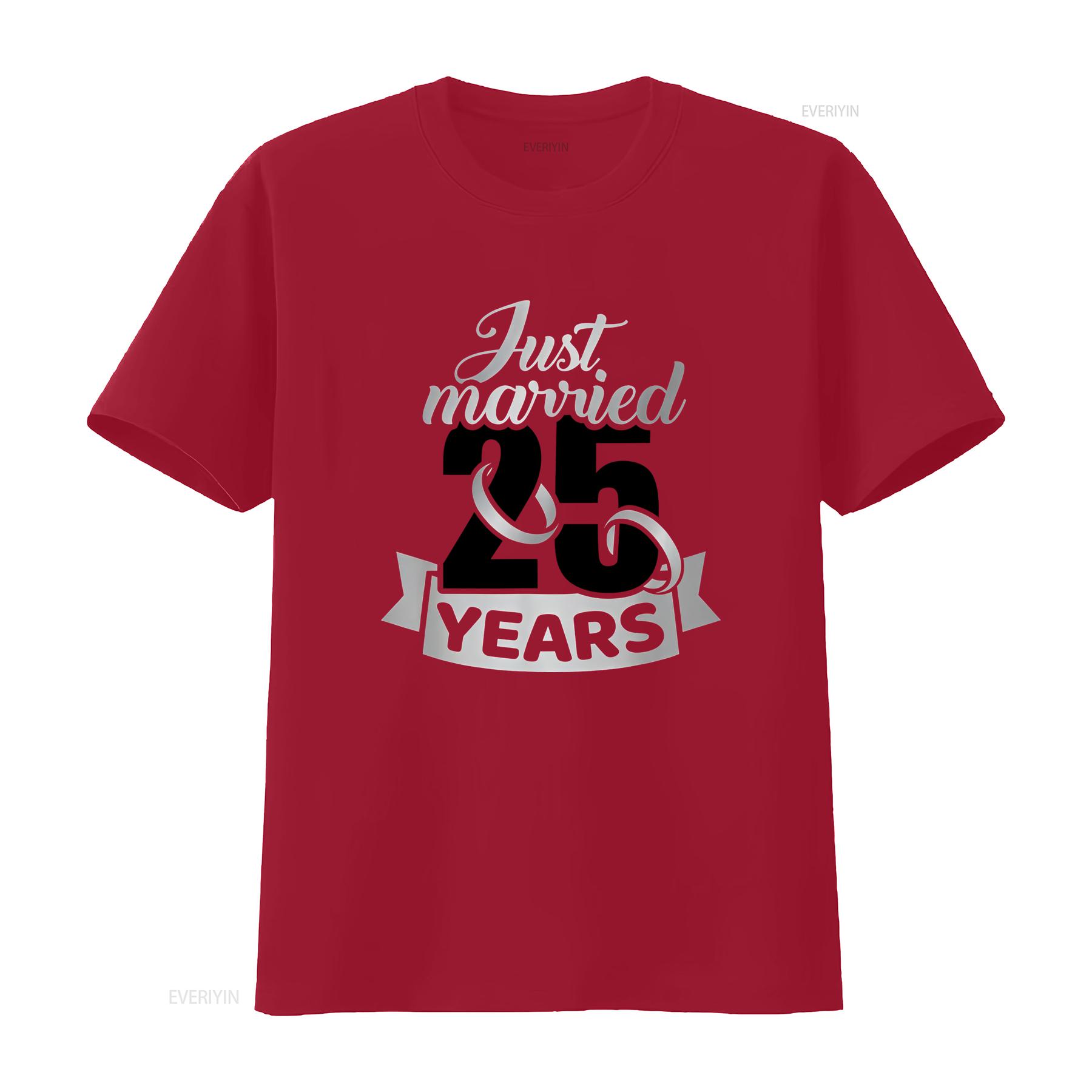 Celebrate 25 Years of Marriage with Our Just Married 25th Wedding Anniversary T Shirt vintage Washed Slightly Stretched S