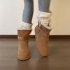 Warm platform cotton shoes fur new winter snow boots extra thick velvet design thickened integrated middle tube