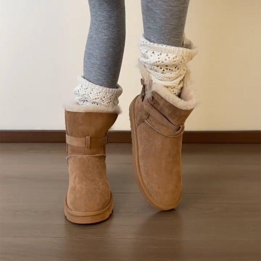 Warm platform cotton shoes fur new winter snow boots extra thick velvet design thickened integrated middle tube