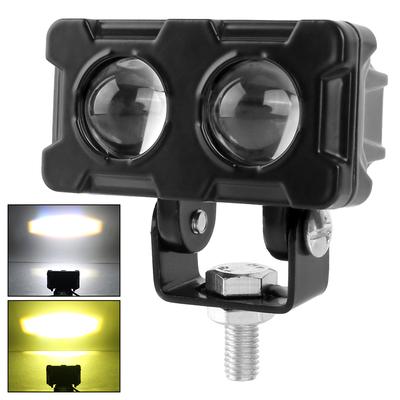 Motorcycles Auxiliary Fog Lamp Dual Color White Yellow Light Lens Spotlight Double Lenses Spotlight Motorcycle LED 1PCS Motorcycle Accessories 20W