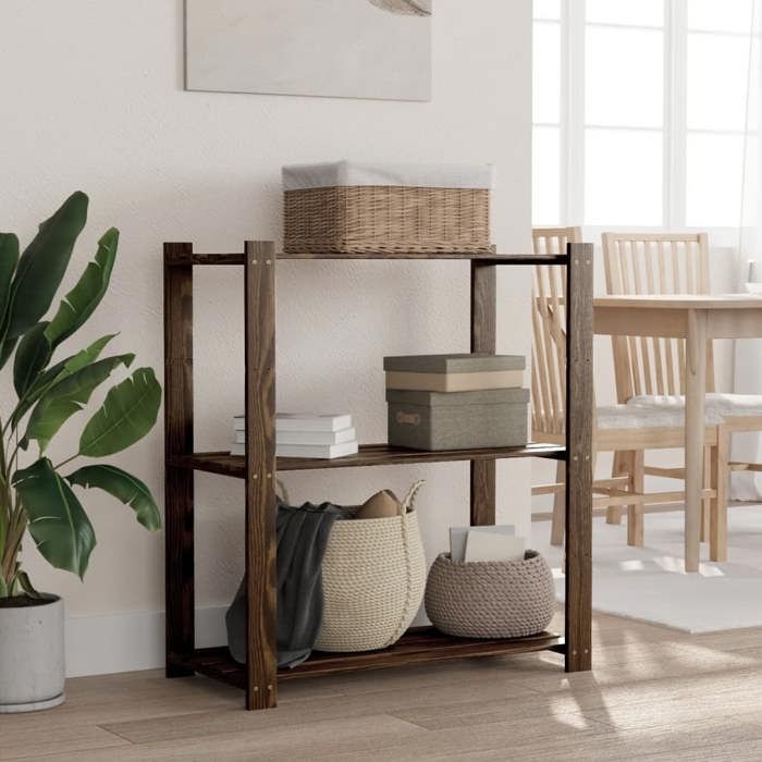 VidaXL Support de rangement à 3 niveaux noir 80x38x90 cm bois pin 373408