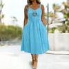 Women’s Sleeveless V Neck Heart Button Strap Dress with Flared Hem and Relaxed Fit for Casual and Daily Wear