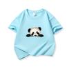 Kids Cotton T Shirt Cute Peeking Panda Print Crew Neck Short Sleeve Tee Casual Breathable Boys Girls Summer Tops