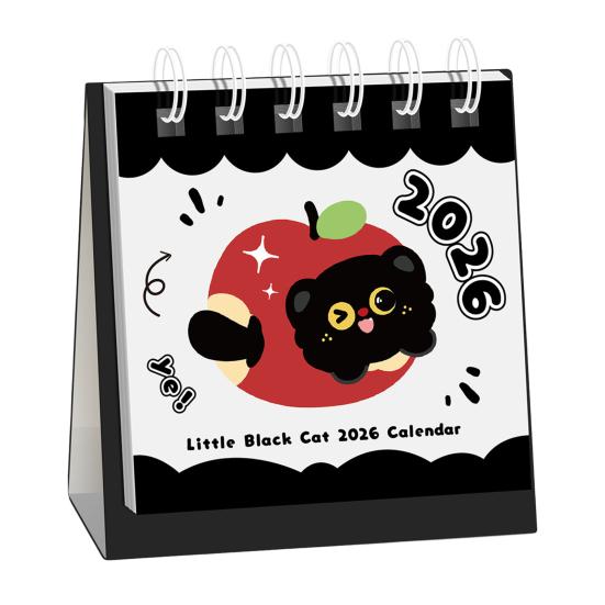 2026 Mini Tischkalender Kawaii Delfin Bär Katze Bilder Bürodeko mit Spiralbindung