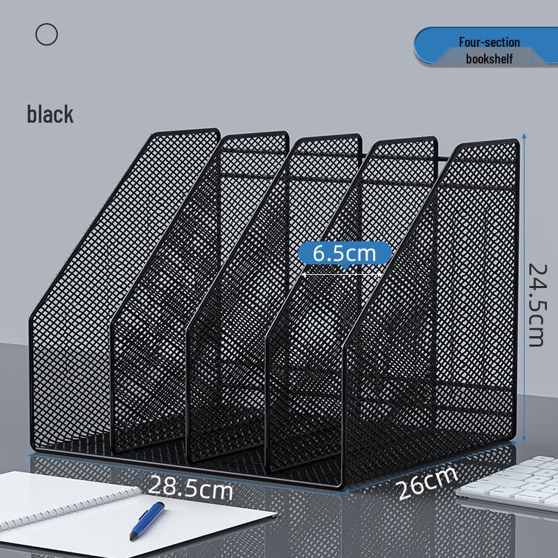Office Desk Organizer: Multi-Style Bookshelf & File Rack with Bookends.