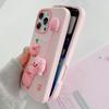For iPhone 16 Pro Silicone Case Cute 3D Cartoon Pig Pendant Shockproof Phone Back Cover
