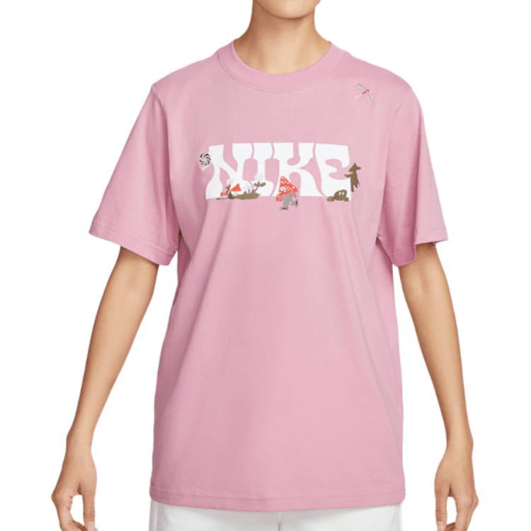 Nike Sportswear Comfortable Retro Football Casual Short Sleeve T-Shirt Women Tops Pink IF0607668