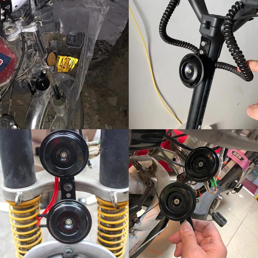 LIKENNY Electric Motorcycle Horn, Car Horn, 12 V, 105 dB, Universal Use, Round Round,