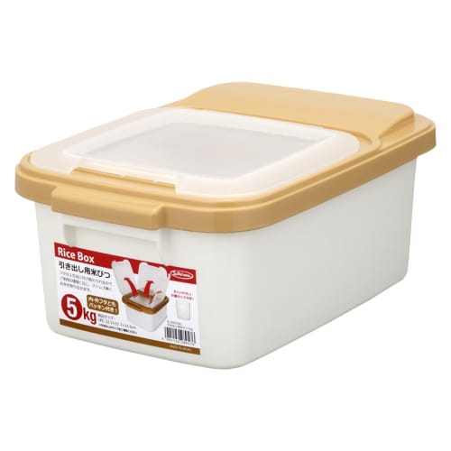 Iwasaki Kogyo Made in Japan Drawer Rice Container, 5kg, with Gasket, B-2895PA