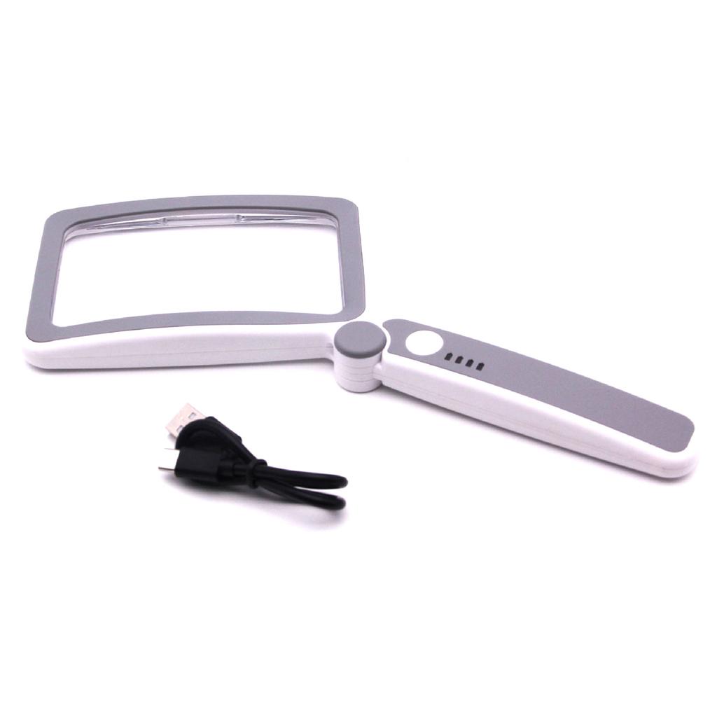 LED Illuminated Magnifying Glass 3.5Xs Eye Loupe Magnifying Lens Rechargeable Foldable Magnifier with Battery Indicator