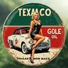 Retro Texaco Oil Metal Tin Sign Wall Decor Aluminum Round Wall Art Vintage 8 Inch