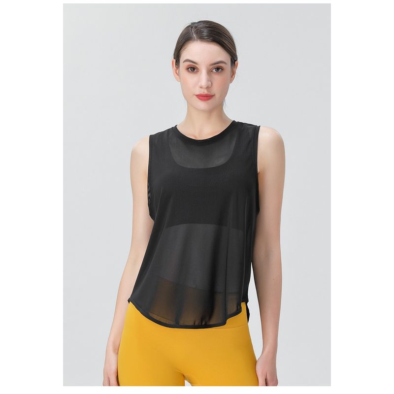 

Sports Vest Women s Quick-Drying Loose Running Fitness Top Sleeveless Yoga Clothes Beauty Back Outwear Mesh T-shirt Blouse Black XL(60.00 kg-70.00 kg)