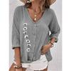 IHUASU Women's Fashion Casual Long Sleeve V-Neck Blouses & Shirts Elegant