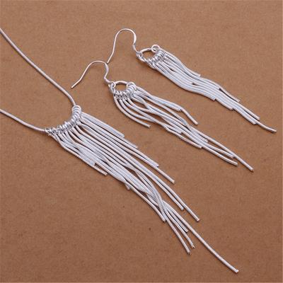 Versilbertes Halsketten-Set S925 Silber Ohrring-Set versilberter Schmuck Mädchen Quaste Korb Ohrringe Halskette Set