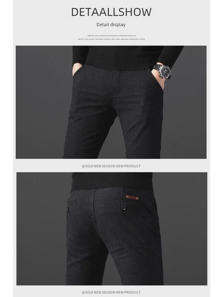 Men's Casual Slim Elastic Cotton & Linen Pants with Simple Open Pockets - Multi-Color Trousers