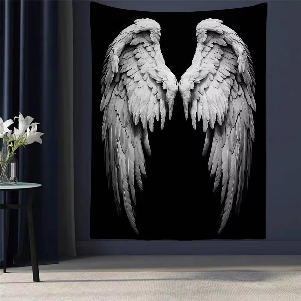 Black White Angel Wings Printed Large Wall Tapestry Cheap Hippie Wall Hanging Bohemian Wall Tapestries Mandala Home Decor