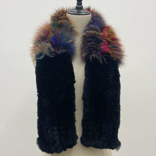 

Women Stylish Luxury Scarf Natural Fluffy Fox Fur Shawls Winter Female Warm Fashion Knitted Rabbit Fur Scarves 110x15x12cm
