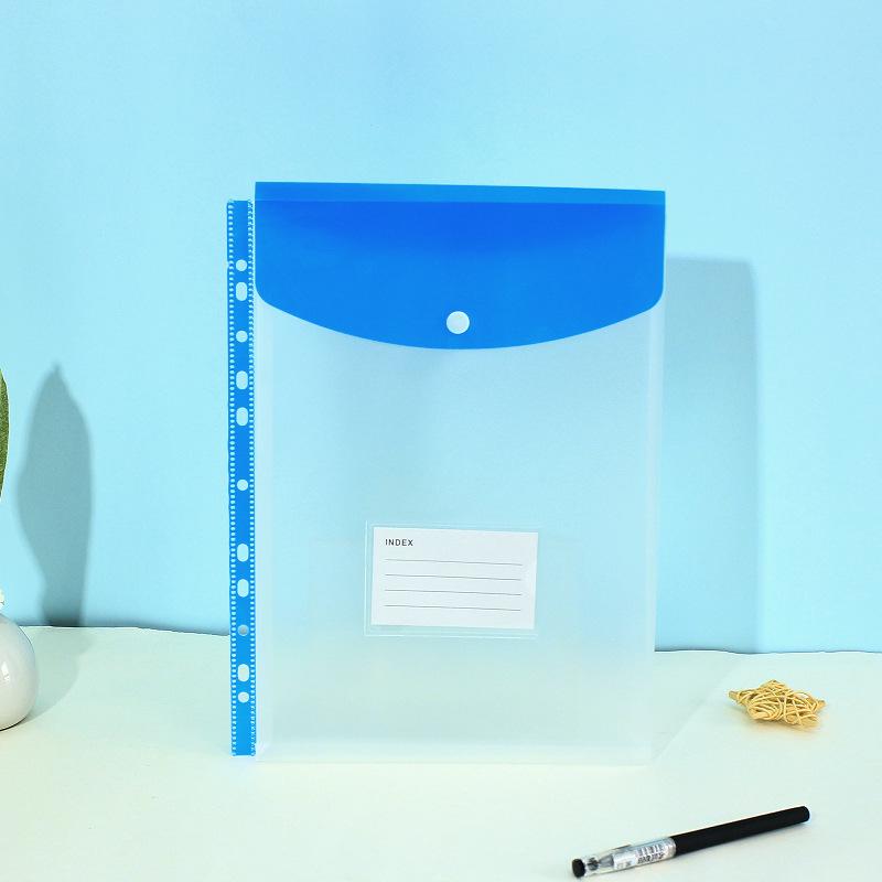 11-Hole 3D A4 Transparent Snap-Button File Bag with Card Holder - Colorful Student Document Organizer