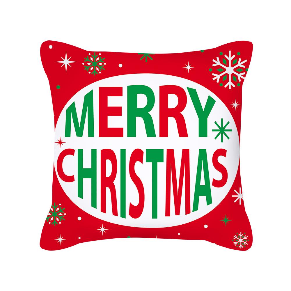 Cartoon Christmas Pillow Case Holiday Gift Letter Snowman Red and Green Pillow