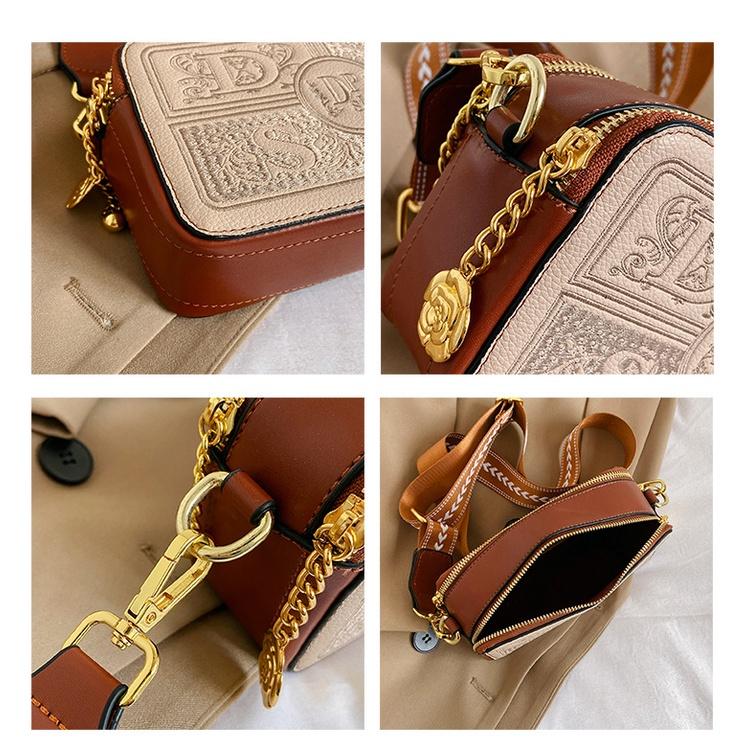 IELGY Ladies Retro Style Letter Wide Shoulder Strap Simple Shoulder Crossbody Bag