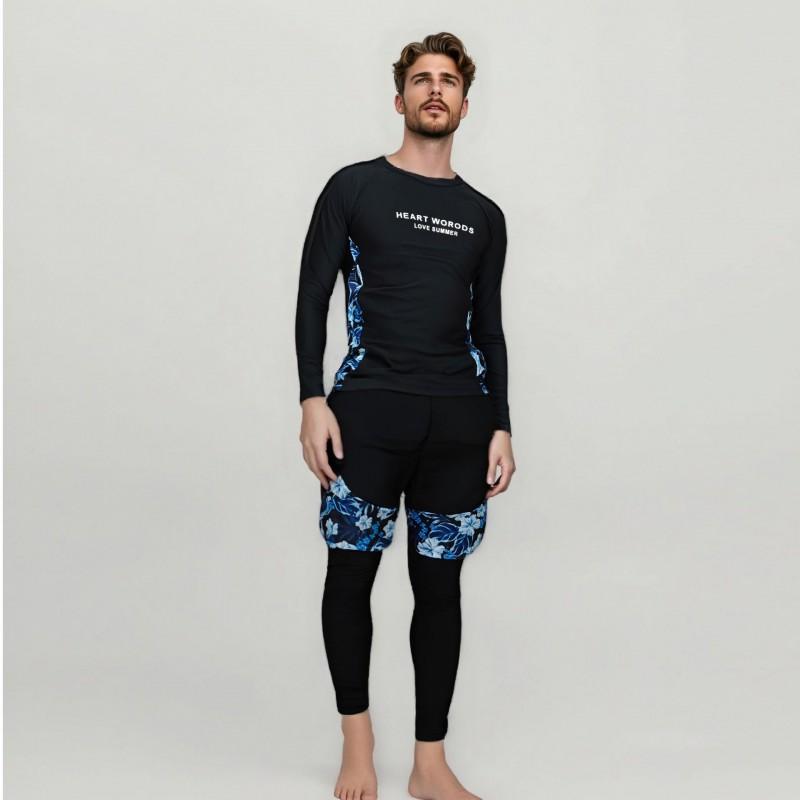 Mens UV Protection Rash Guard Set Quick Dry Long Sleeve Surfing Swimwear Diving Swimming Water Sports