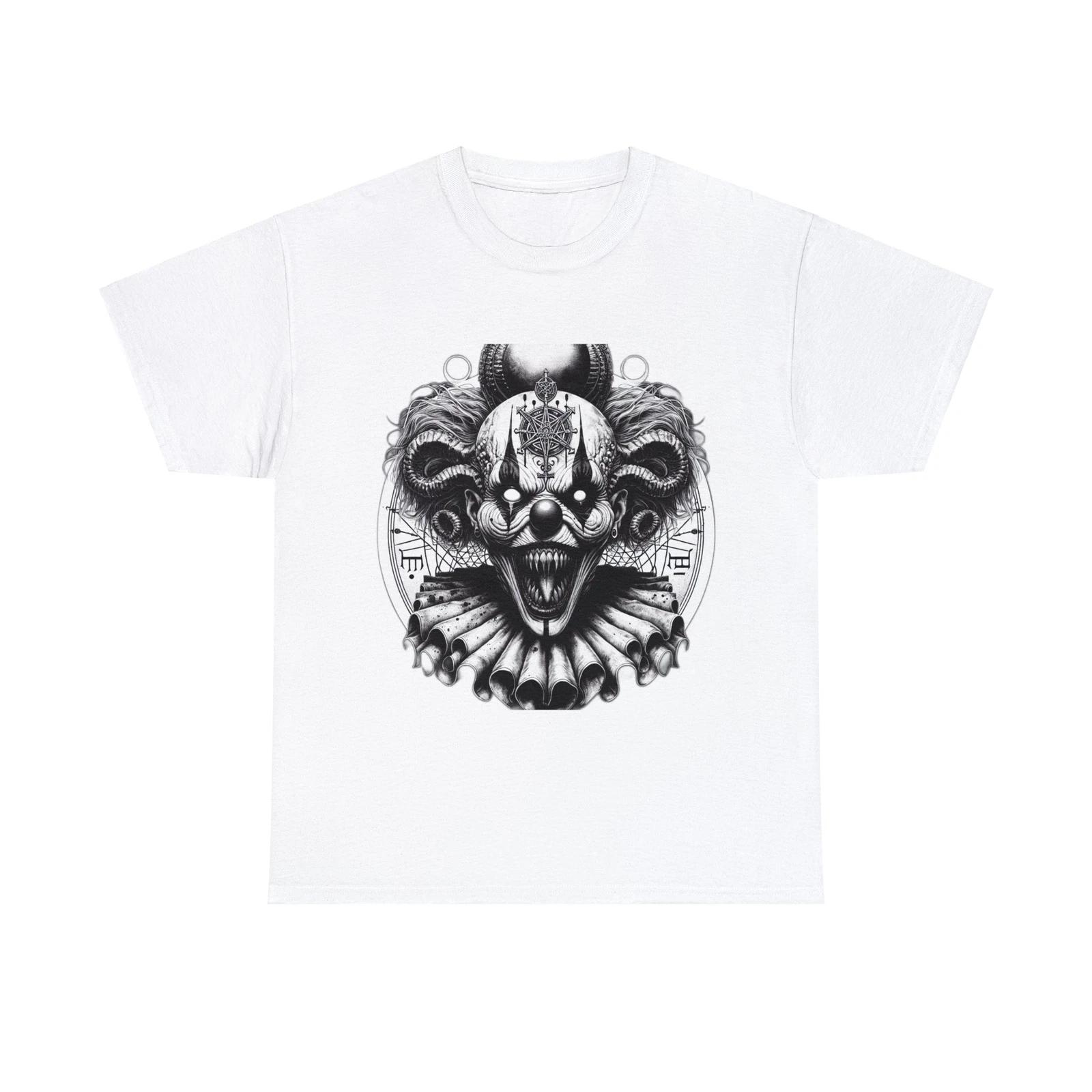 

Unisex Adult T Shirt Menacing Stippled Metal Clown Horror Art Movie Tee Insane M