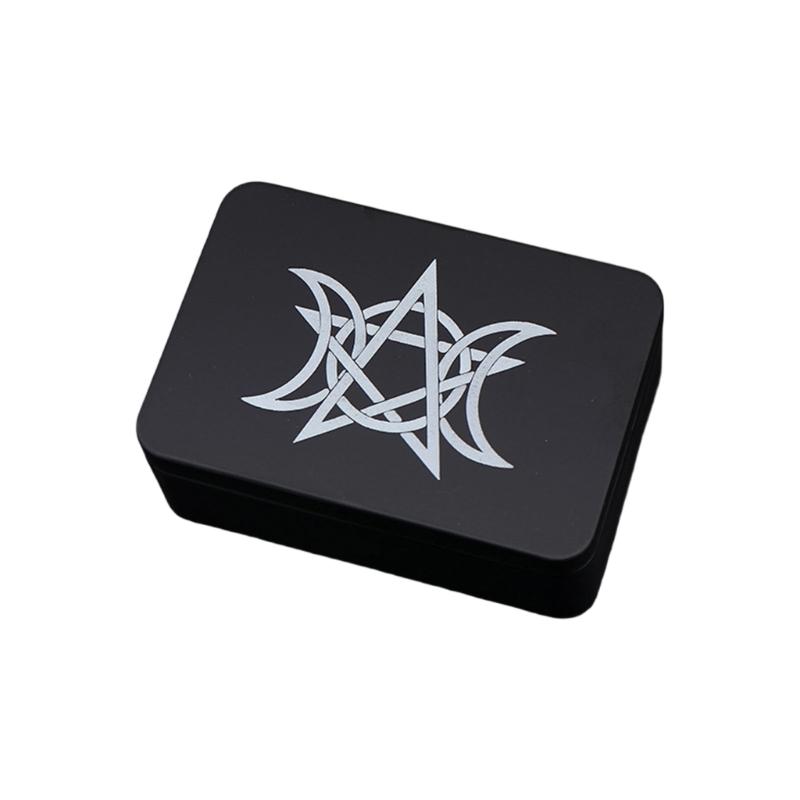 Game Card Box Astrology Trinkets Box Metal Card Storage Case Container for Fortune Telling, Witches