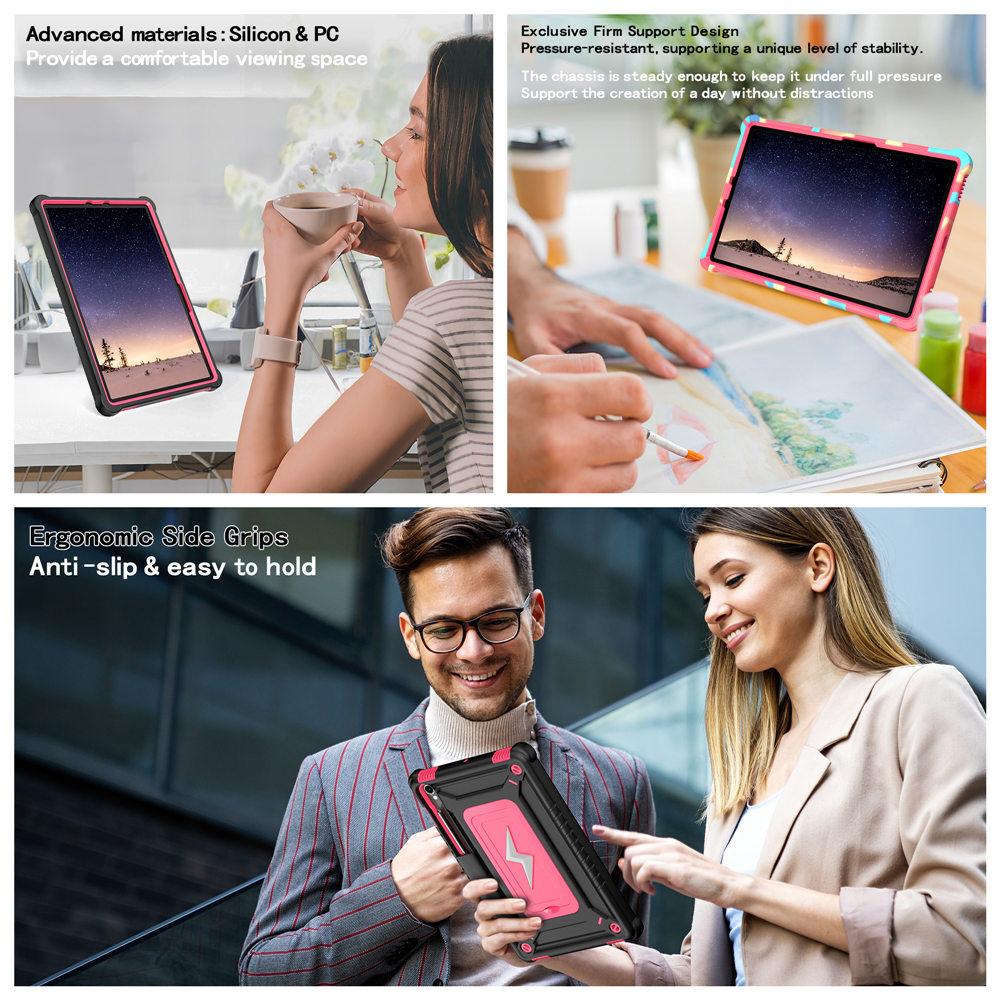 Hülle für Samsung Galaxy Tab S10FE 10.9'' S9FE S7 S8 S9 11 Zoll Armor Ständer Tablet Hülle 3 in 1 Robuster Schutz Funda