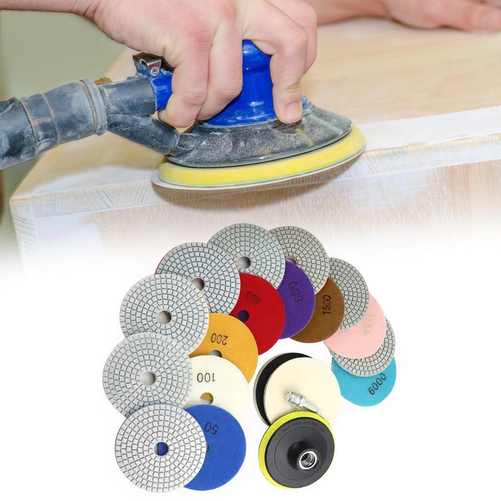 12Pcs Diamond Polishing Disc Diamond Polishing Pad Grinding Pad With Backing Plate Grinding Disc For Tiles Marble Granit