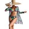 1011 new European and American multi-color printing fashionable and sexy bikini BIkini three-piece women's swimsuit